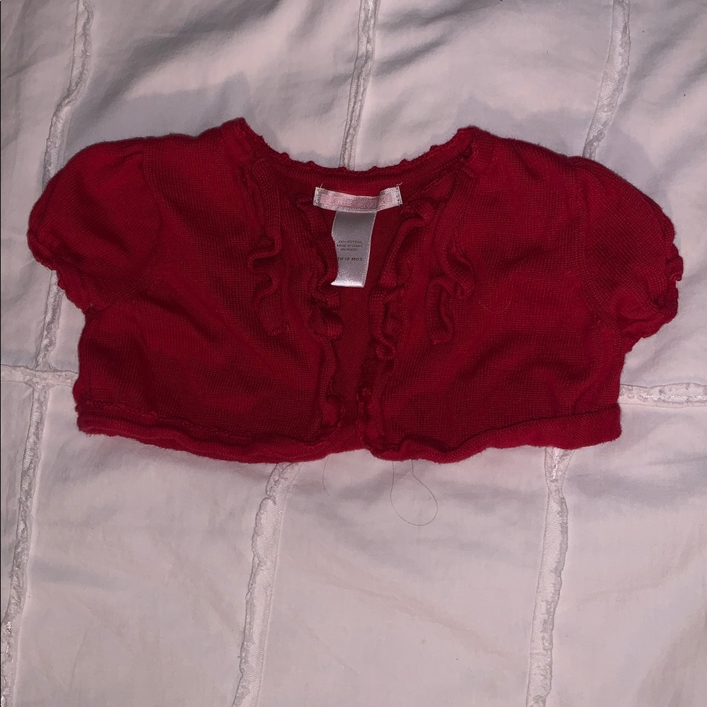 Janie and Jack Red Ruffled Knit Bolero